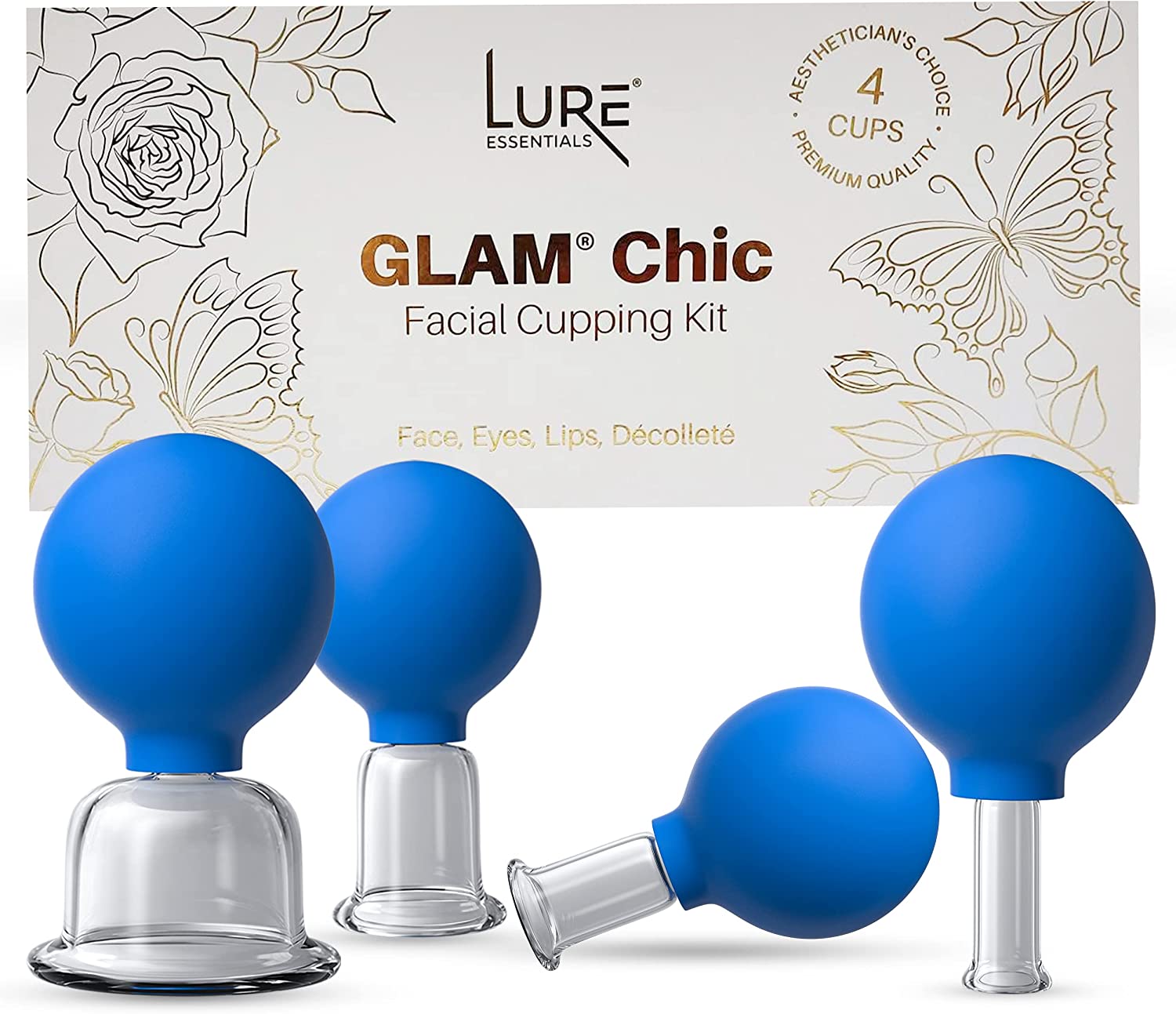 Lure Essentials Glass Yoga Facial Cupping Set, 4-Piece