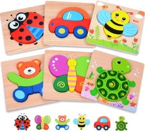 MAGIFIRE Wooden Animal Toddler Puzzles, 6-Pack