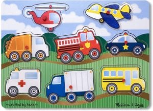Melissa & Doug Vehicles Easy-Grab Peg Toddler Puzzle