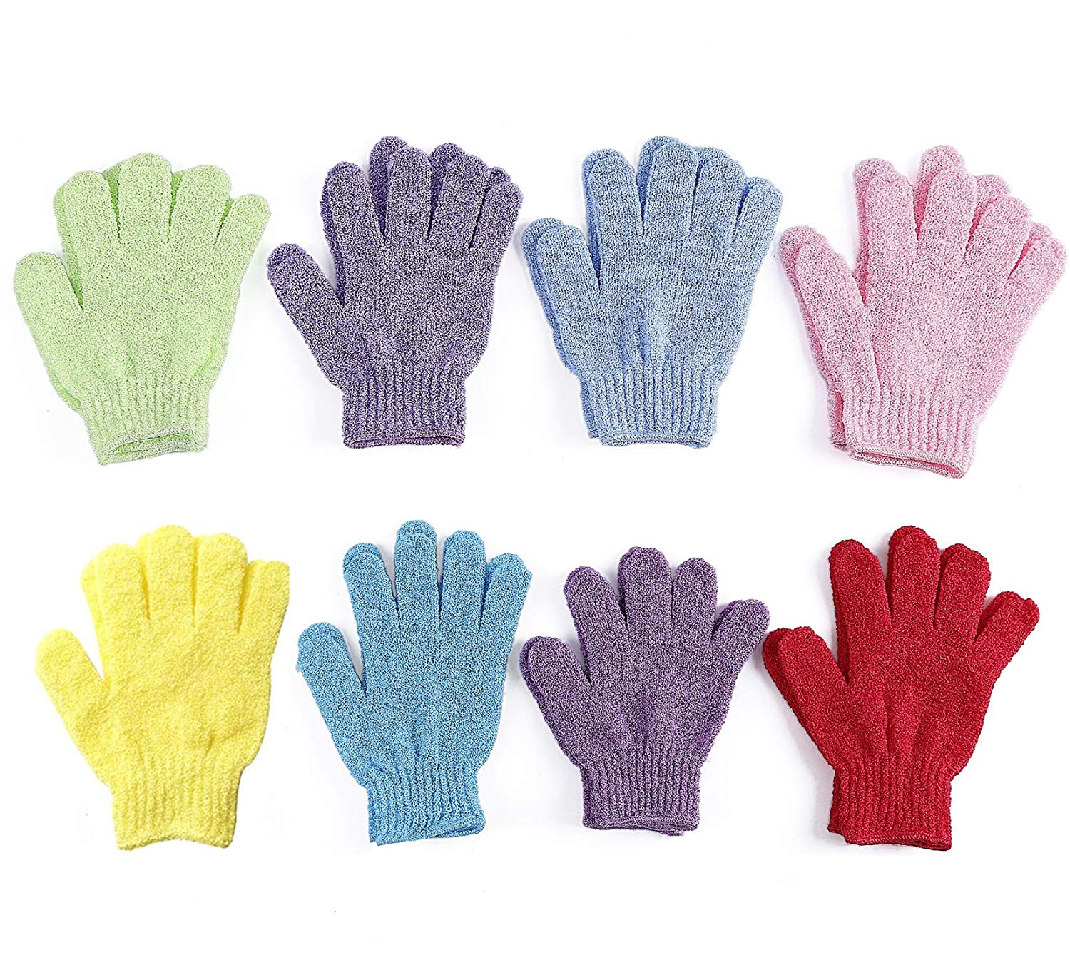 Mooerca Double Sided Exfoliating Body Scrubbing Gloves, 8-Pack