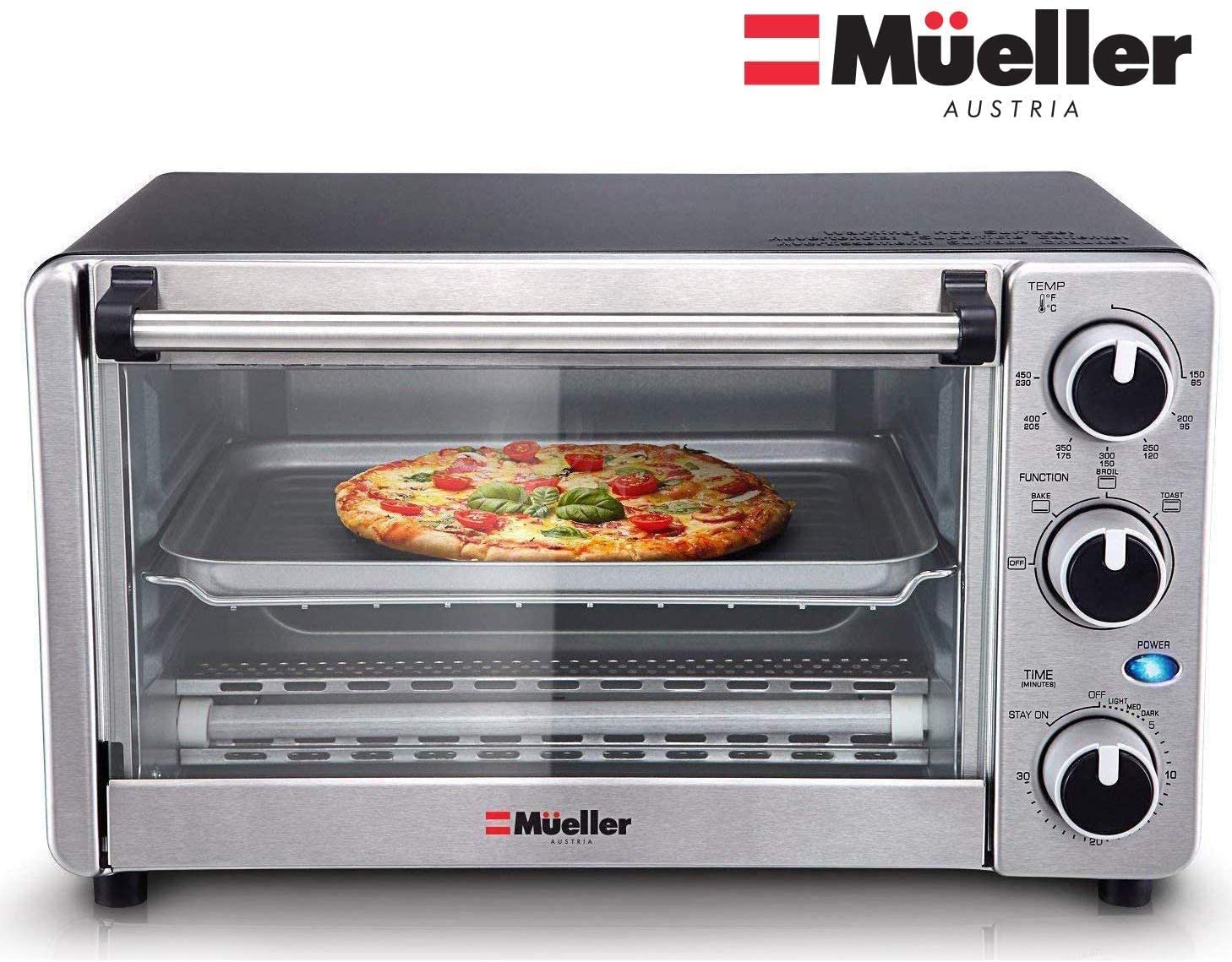 Mueller Austria Multi-Function Stainless Steel Countertop Toaster Oven