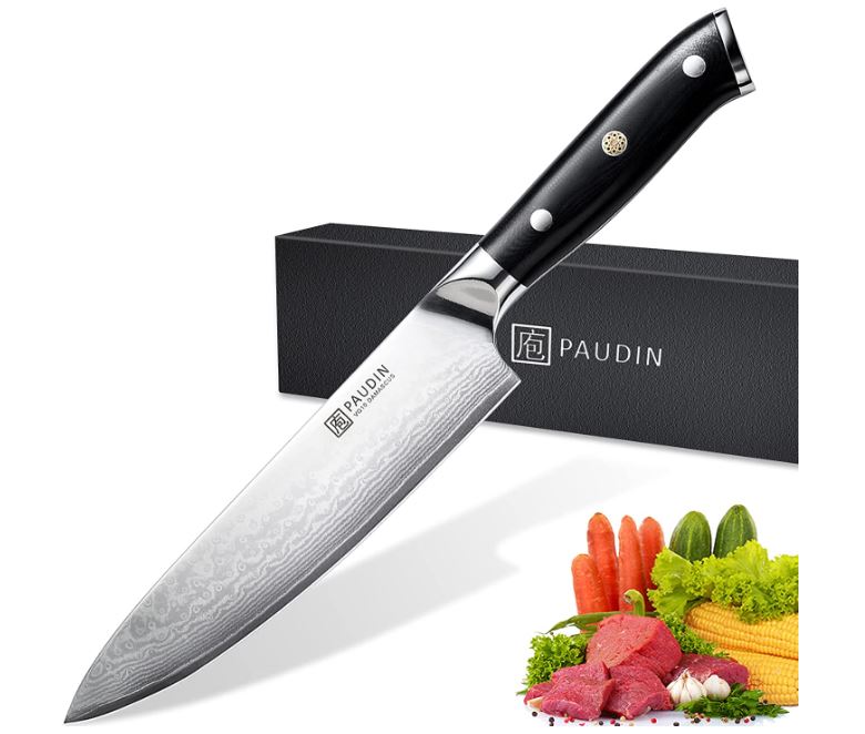 Paudin Military-Grade Damascus Chef’s Knife, 8-Inch