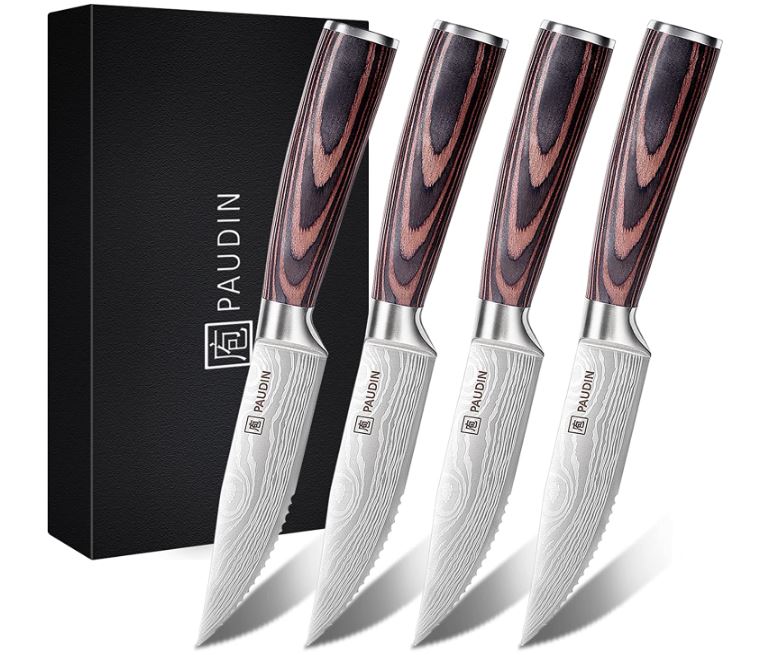 PAUDIN Ergonomic Easy-Clean Steak Knife Set, 4-Pack