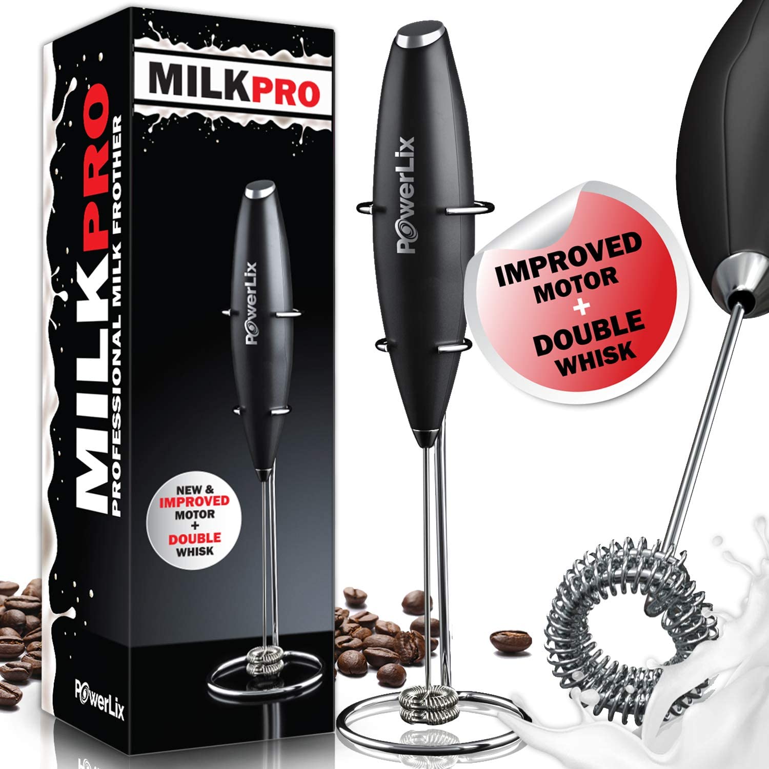 PowerLix Milk Pro Professional Milk Frother With Stand Marble