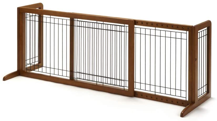Richell Wood Freestanding Extra Wide Pet Gate, 71-Inch