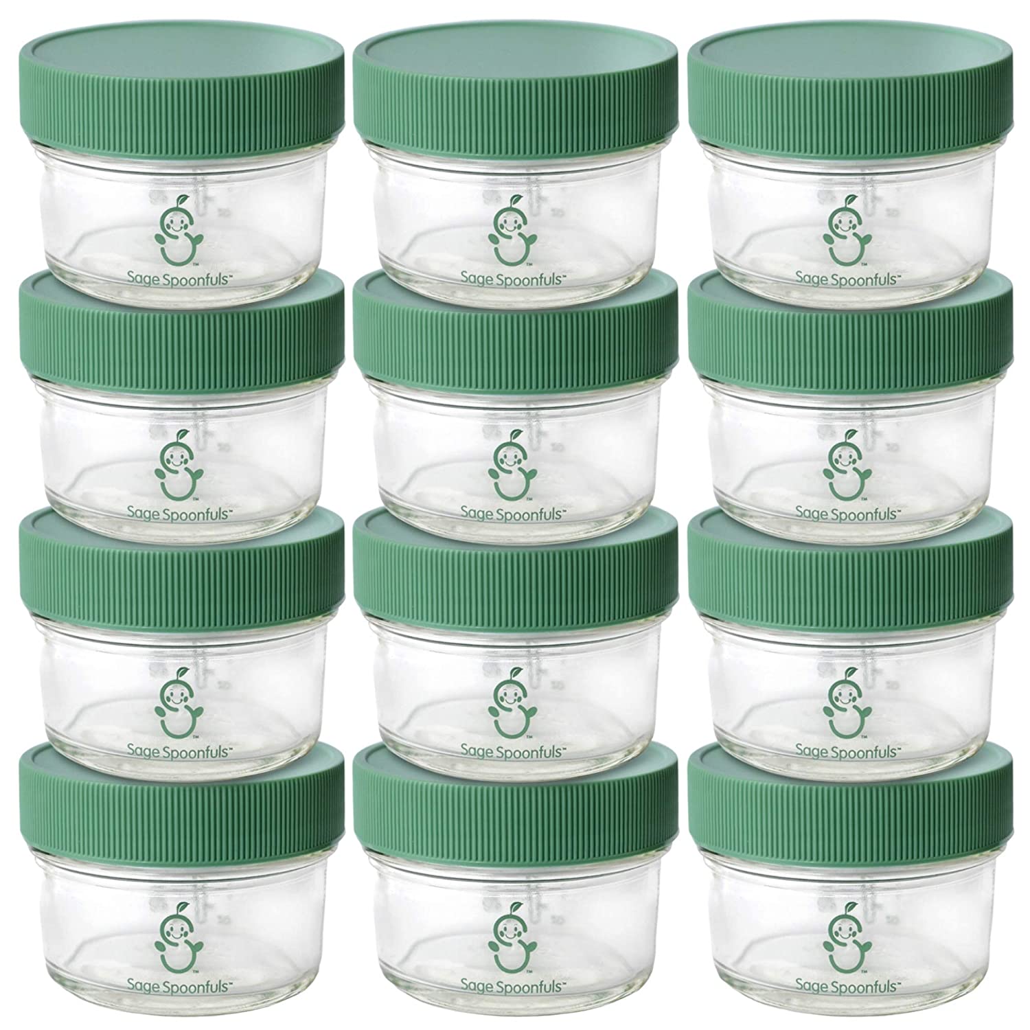 Sage Spoonfuls Glass Baby Food Containers, 12-Pack