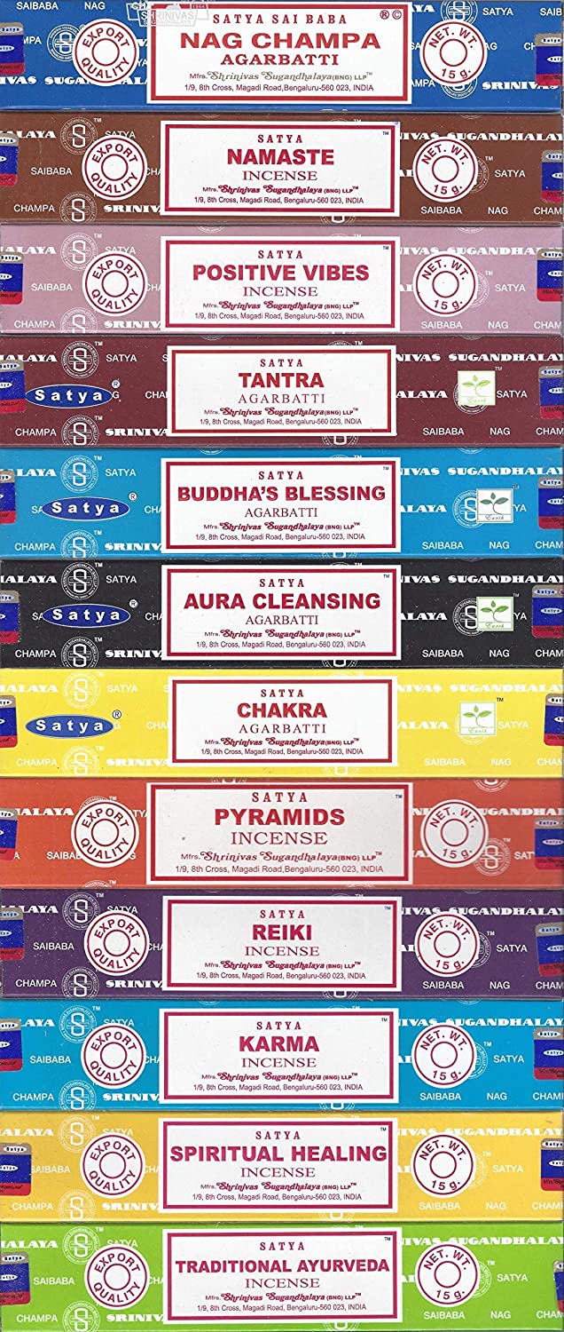 Satya Sai Baba Nag Champa Positive Vibes Incense Sticks, 12-Pack
