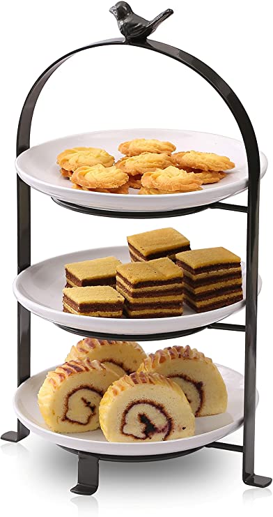 SparkWorks Stoneware Handcrafted Three-Tiered Serving Tray