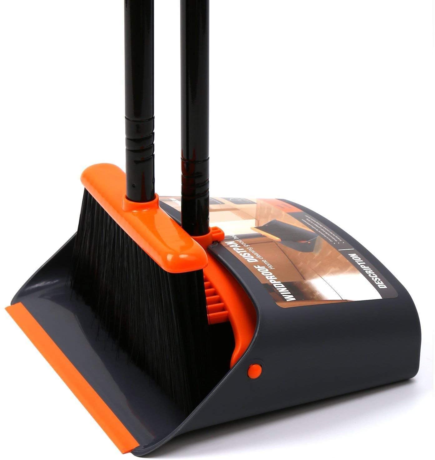TreeLen Upright Handle Clean Broom & Dustpan Set