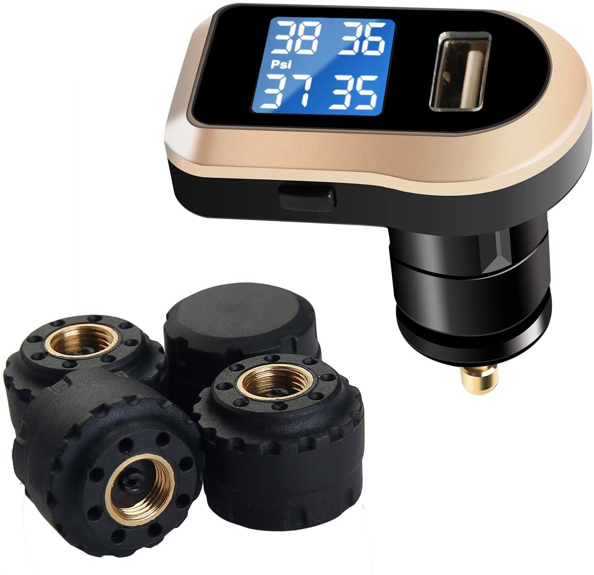Vesafe Real-Time Wireless Tire Pressure Sensors, 4-Pack