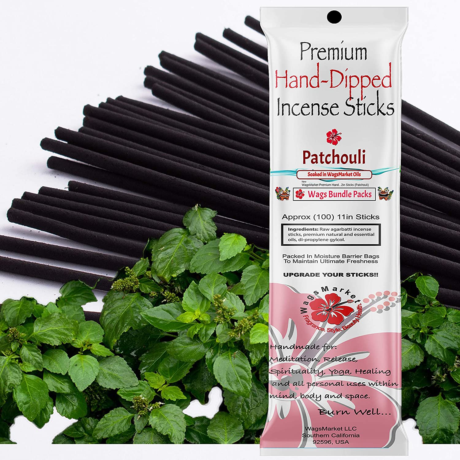 WagsMarket Hand Dipped Patchouli Incense Sticks