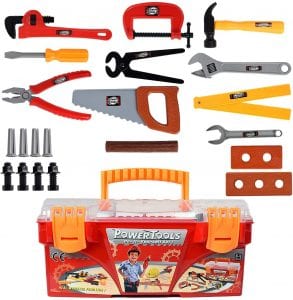 WolVol Storage Play Toolset Box For Kids, 26-Piece