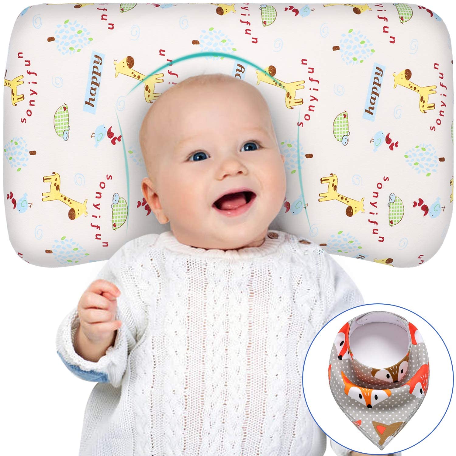 Little Poppetz Newborn Memory Foam Baby Pillow Ultra Soft Infant Head Support 