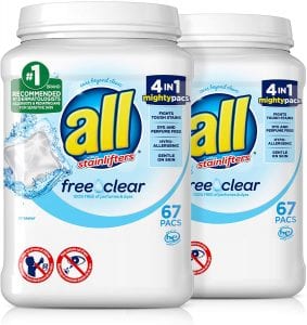 all Mighty Pacs Dye Free High Efficiency Laundry Detergent, 2-Pack