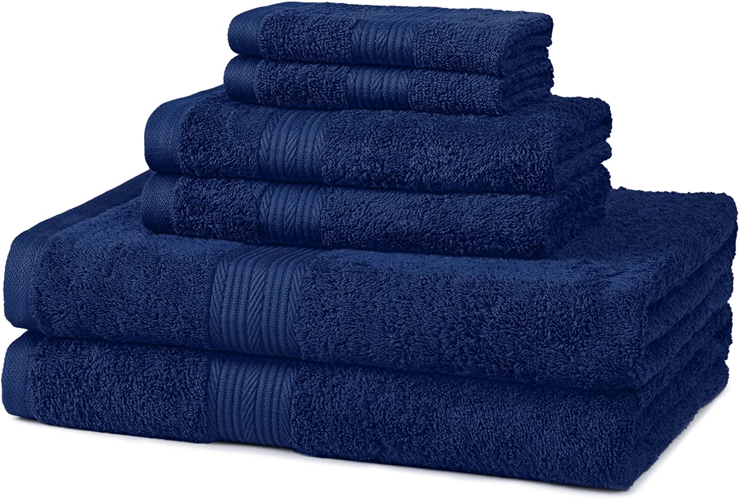 AmazonBasics Long-Lasting Cotton Bath Towels, Set Of 6