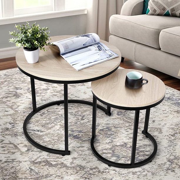 amzdeal Easy Assemble Coffee Table Set, 2-Piece