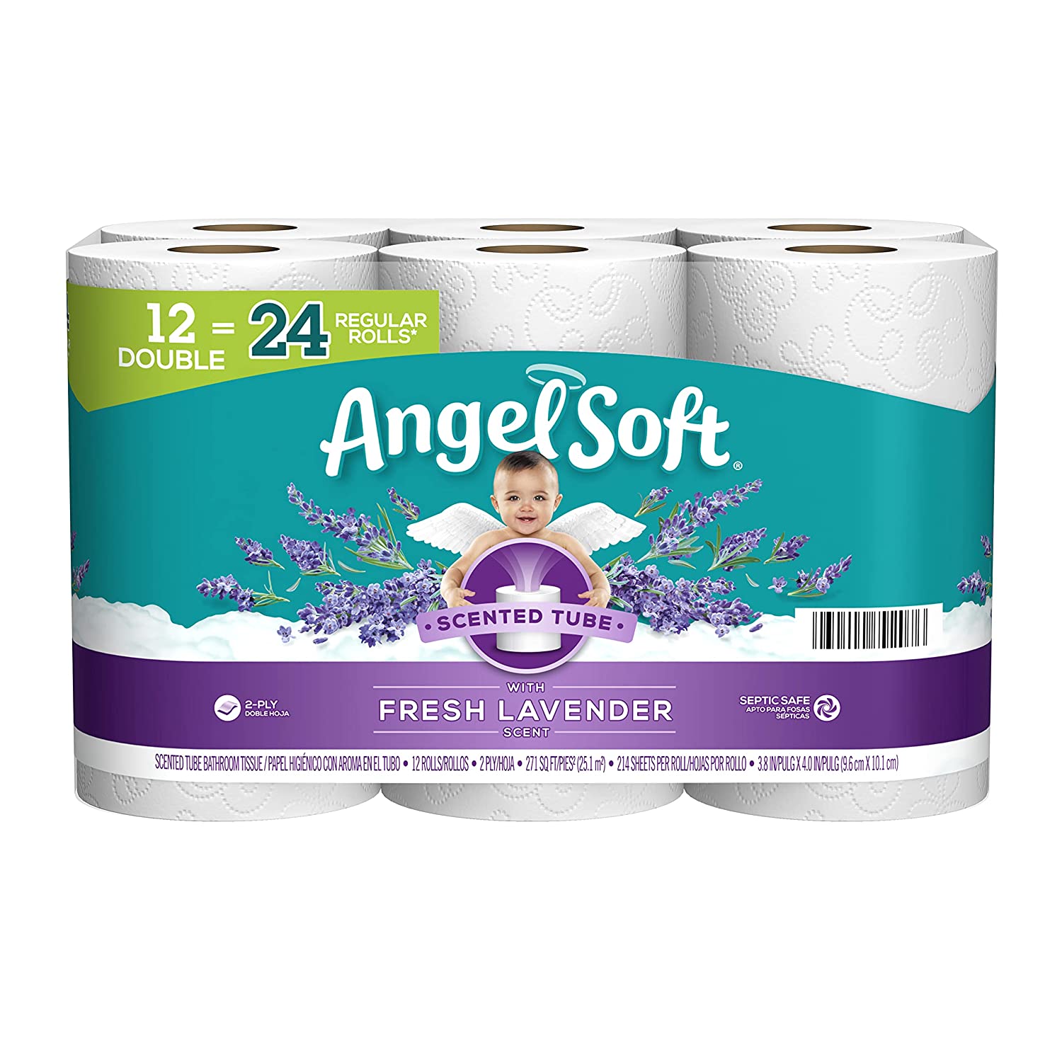 Angel Soft Flushable Toilet Paper, 12-Rolls