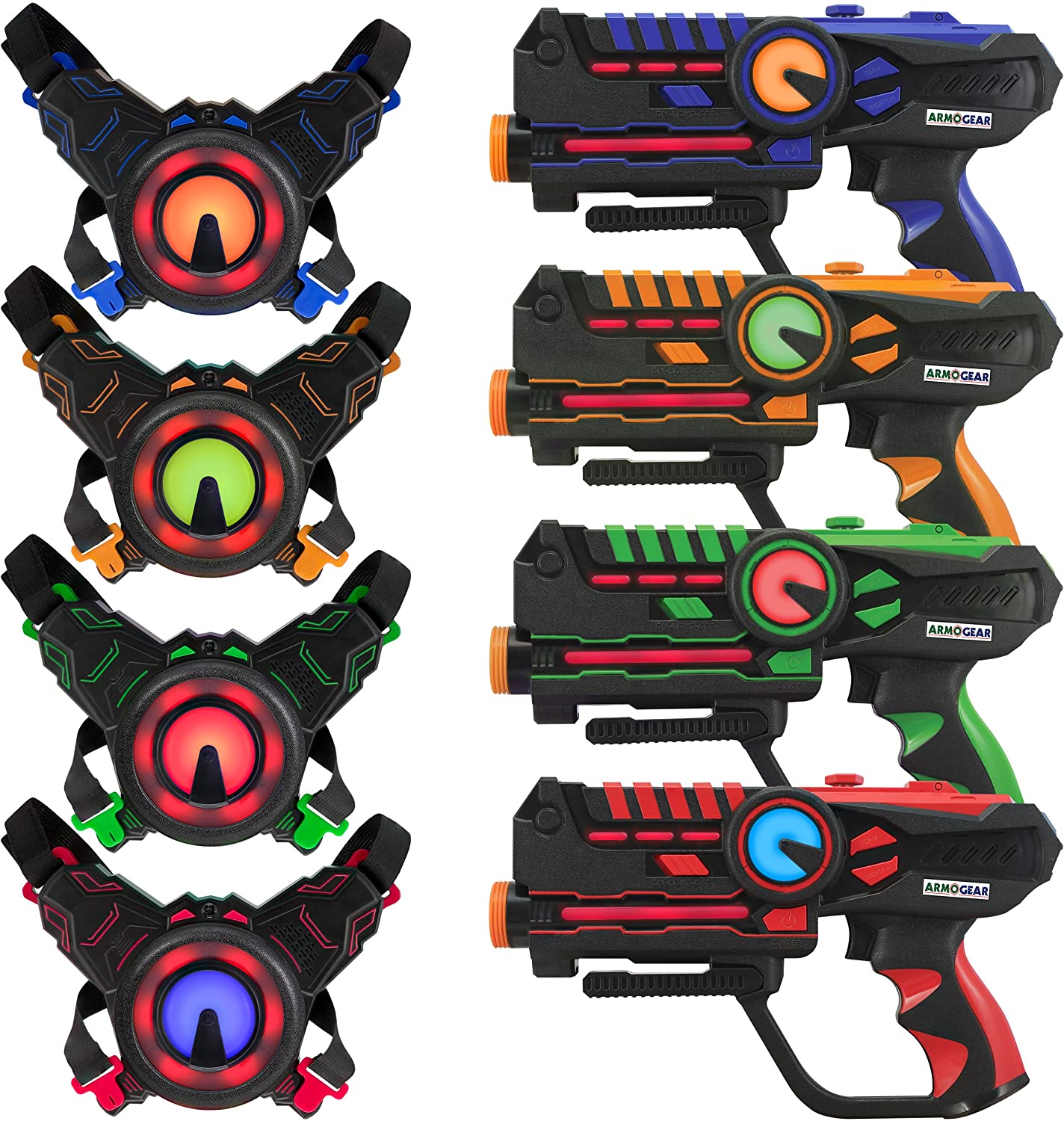 ArmoGear Multi Player Laser Tag & Vest Set, 4-Pack
