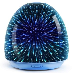 ASAKUKI 200ml 3D Glass Galaxy Essential Oil Diffuser & Cool Mist Humidifier