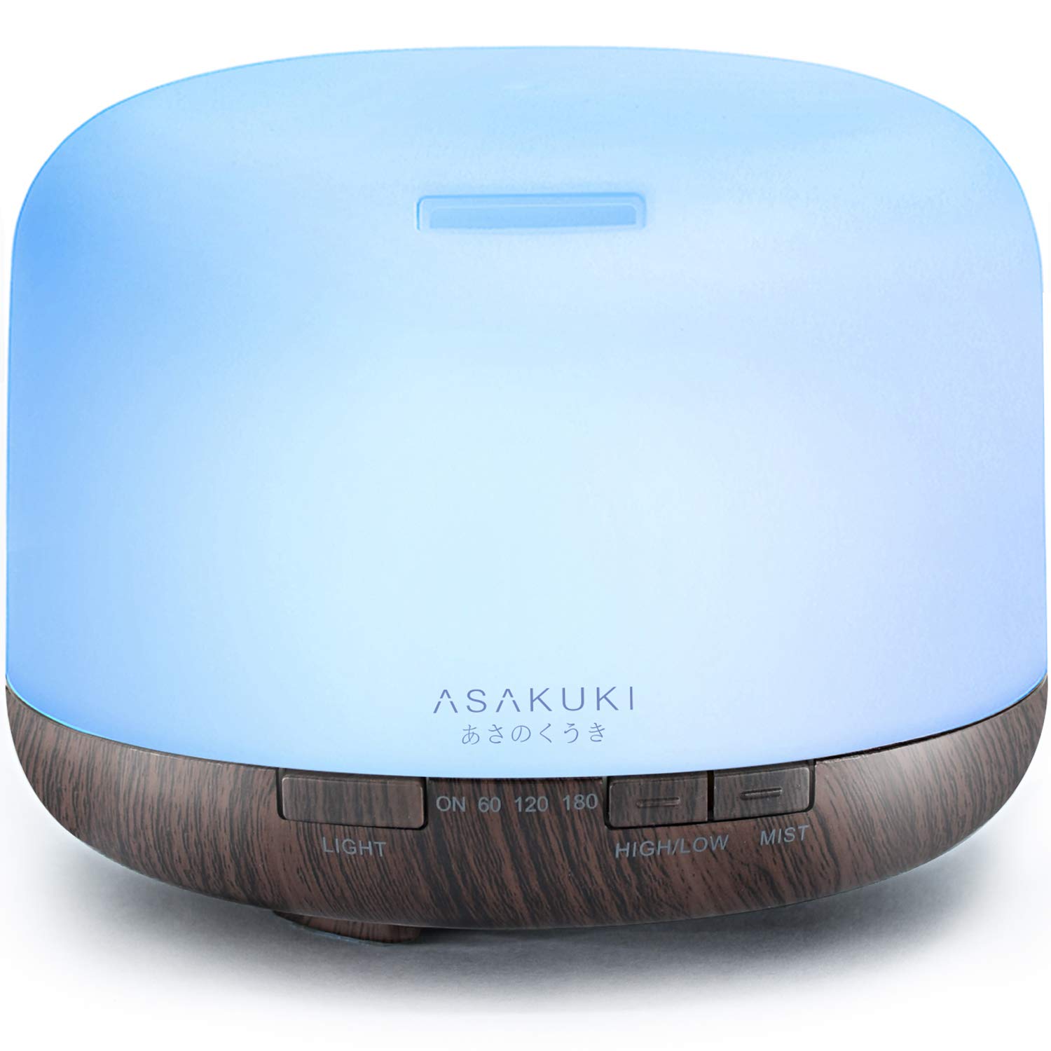 ASAKUKI 500ml 5-In-1 Ultrasonic Aromatherapy Essential Oil Diffuser & Humidifier, Brown