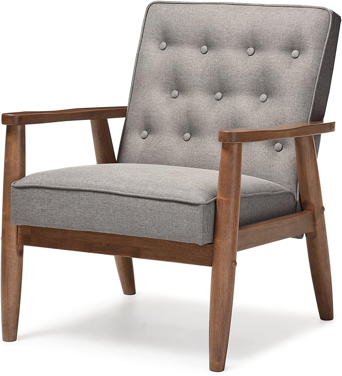 Baxton Studio Mid-Century Modern Upholstered Wooden Lounge Accent Chair