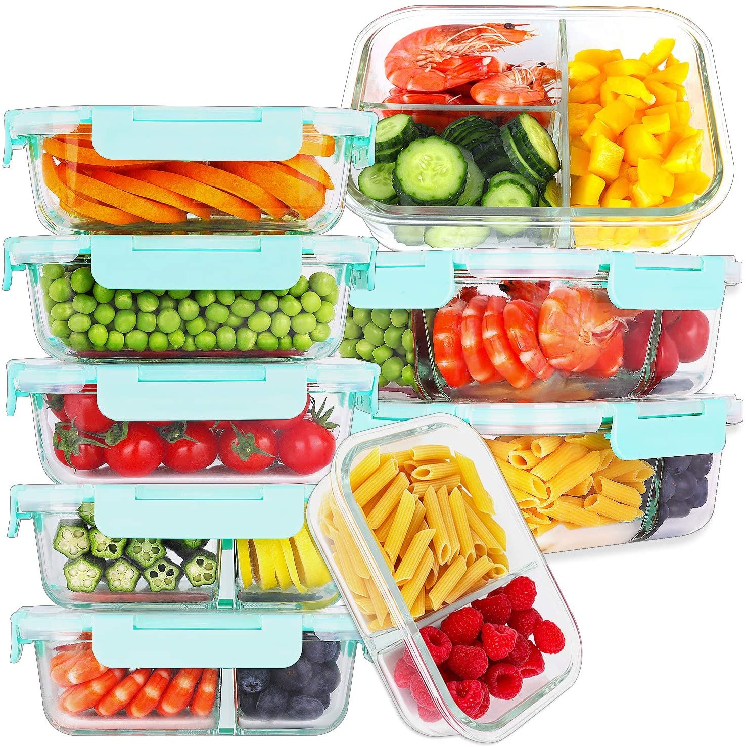 Bayco BPA-Free Glass Meal Prep Containers, 9-Pack