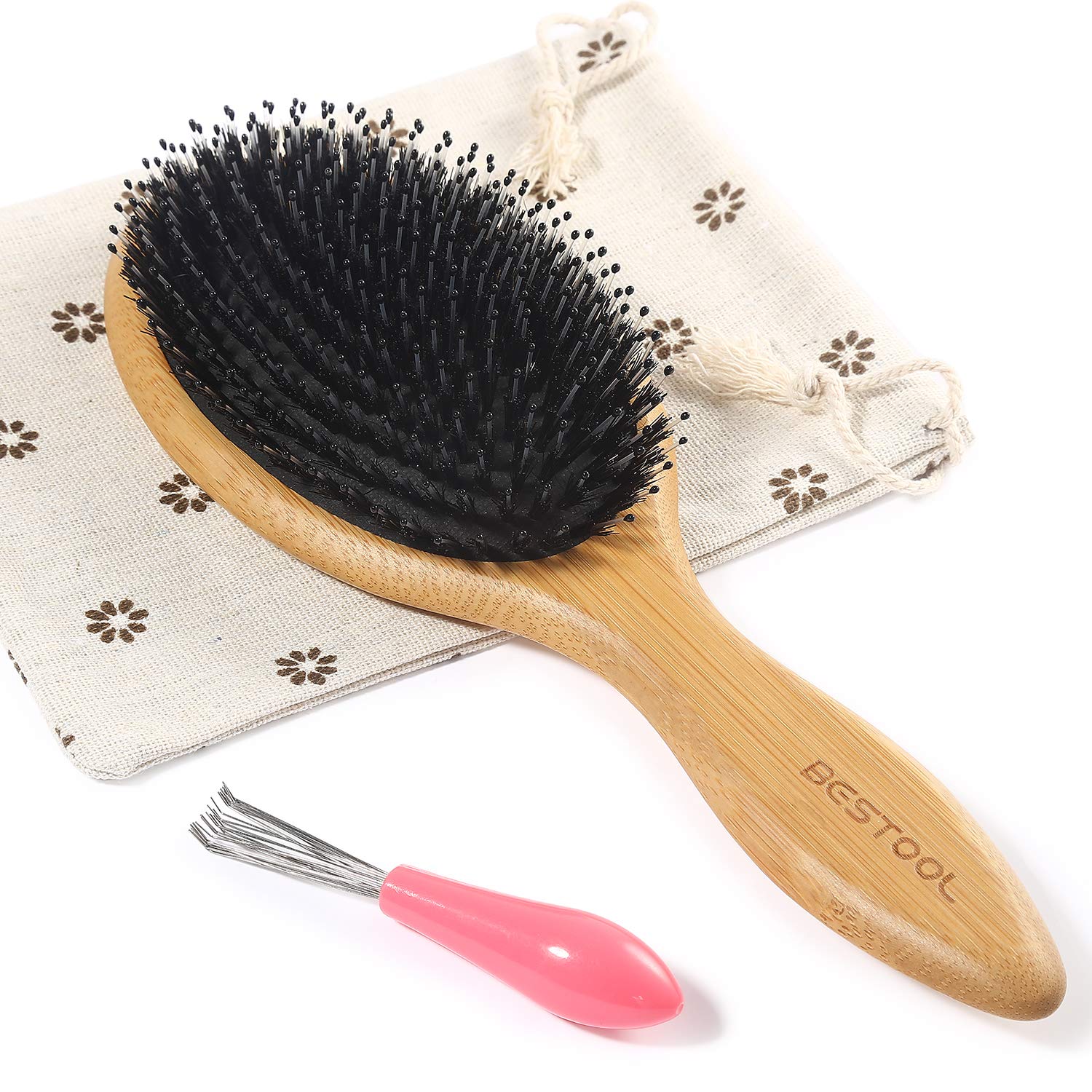 BESTOOL Bamboo Boar & Nylon Bristle Hair Brush