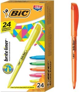 BIC Classic Pen-Shaped Highlighters, 24-Count
