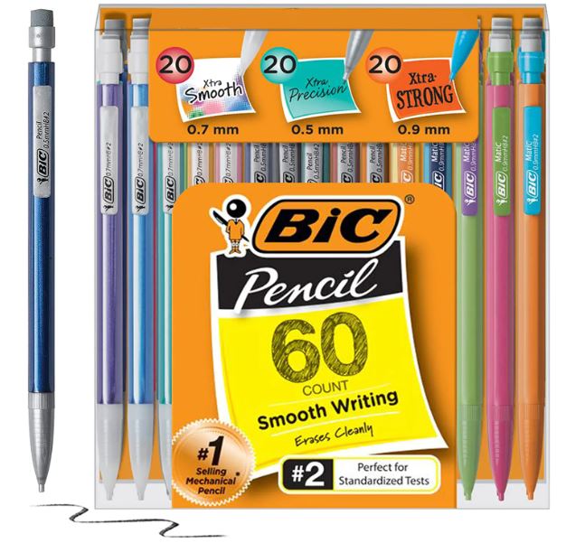 BIC WX7TG026-BLK Smooth Mechanical Pencils High School Homeschool Supplies