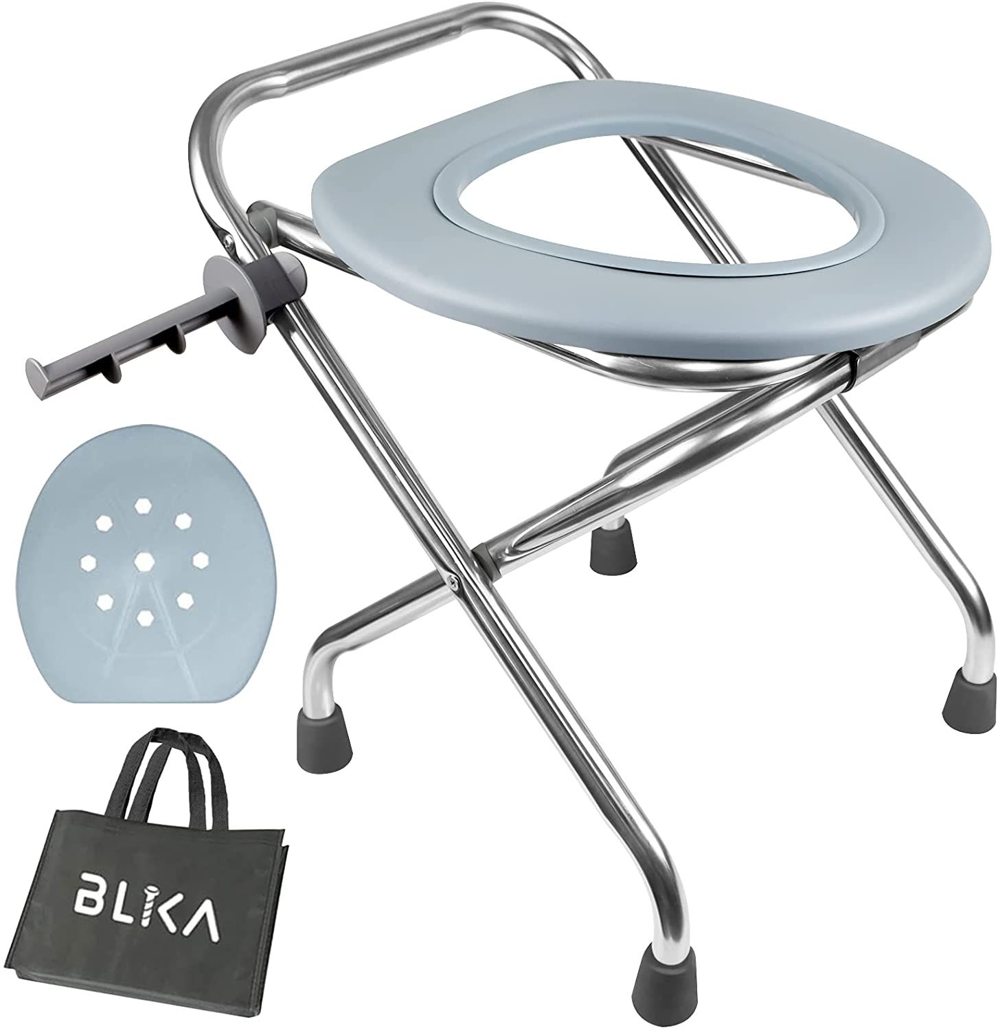 BLIKA Stainless Steel Folding Commode & Portable Toilet