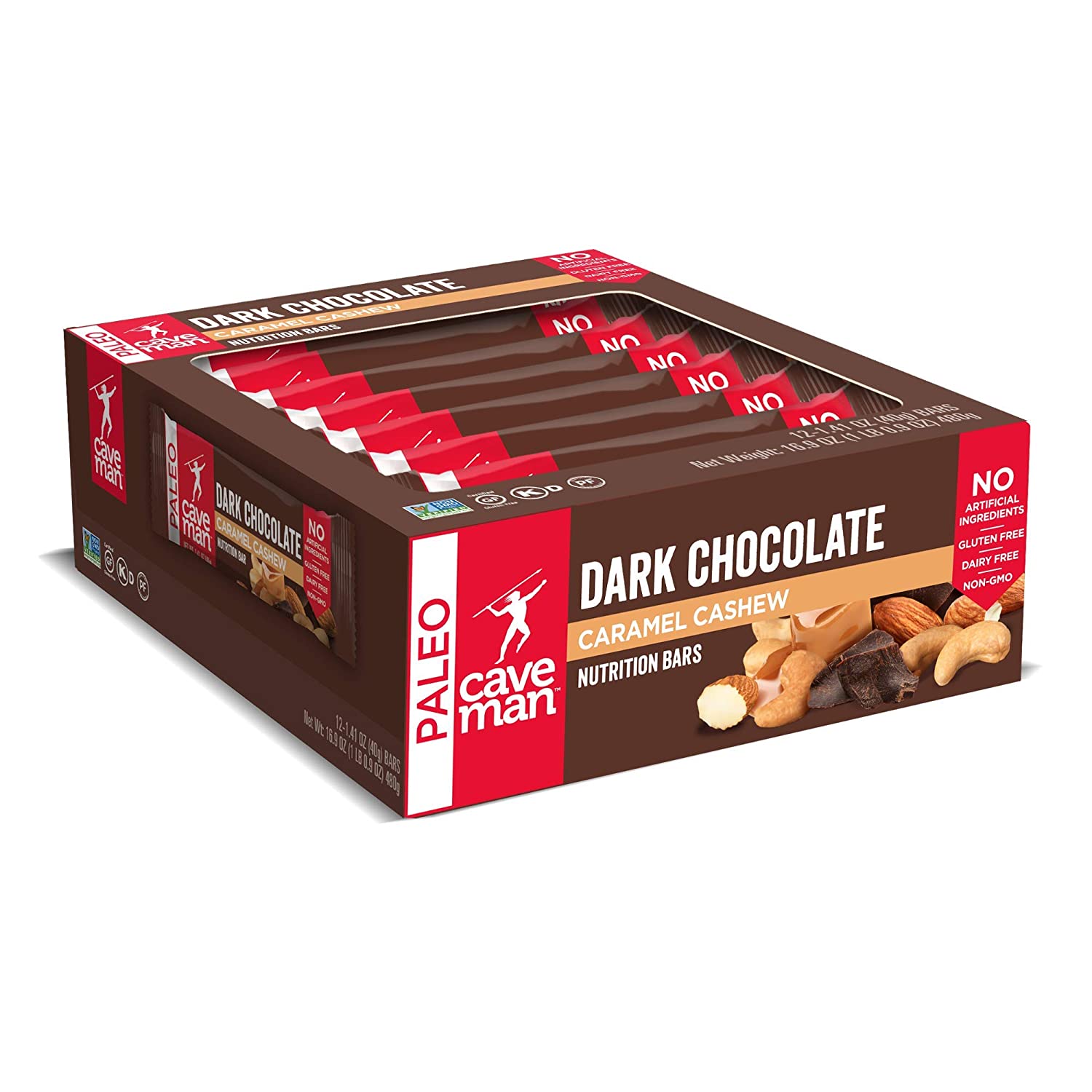 Caveman Foods Dark Chocolate Caramel Cashew Paleo-Friendly Nutrition Bar