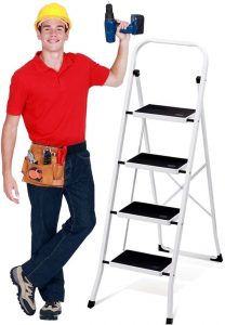 Delxo Anti-Slip Folding Step Ladder, 4-Step
