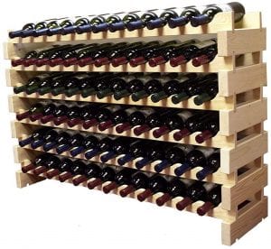 DisplayGifts Natural Pine Shelf Wine Rack, 72-Bottle