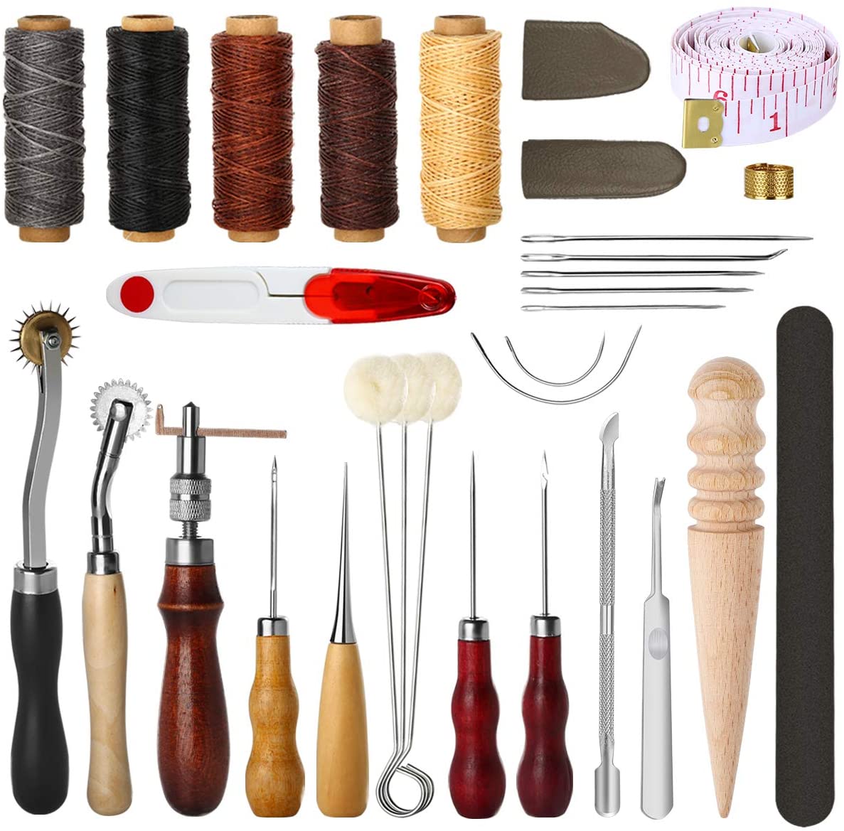 Electop Leather Craft Working Tools Set & Groover Awl, 31-Piece