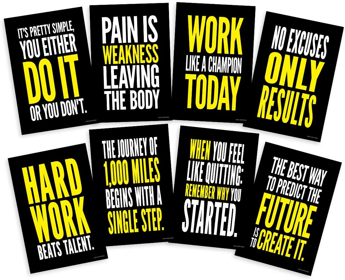 Focus & Zeal Fitness Motivational Posters, 8-Count