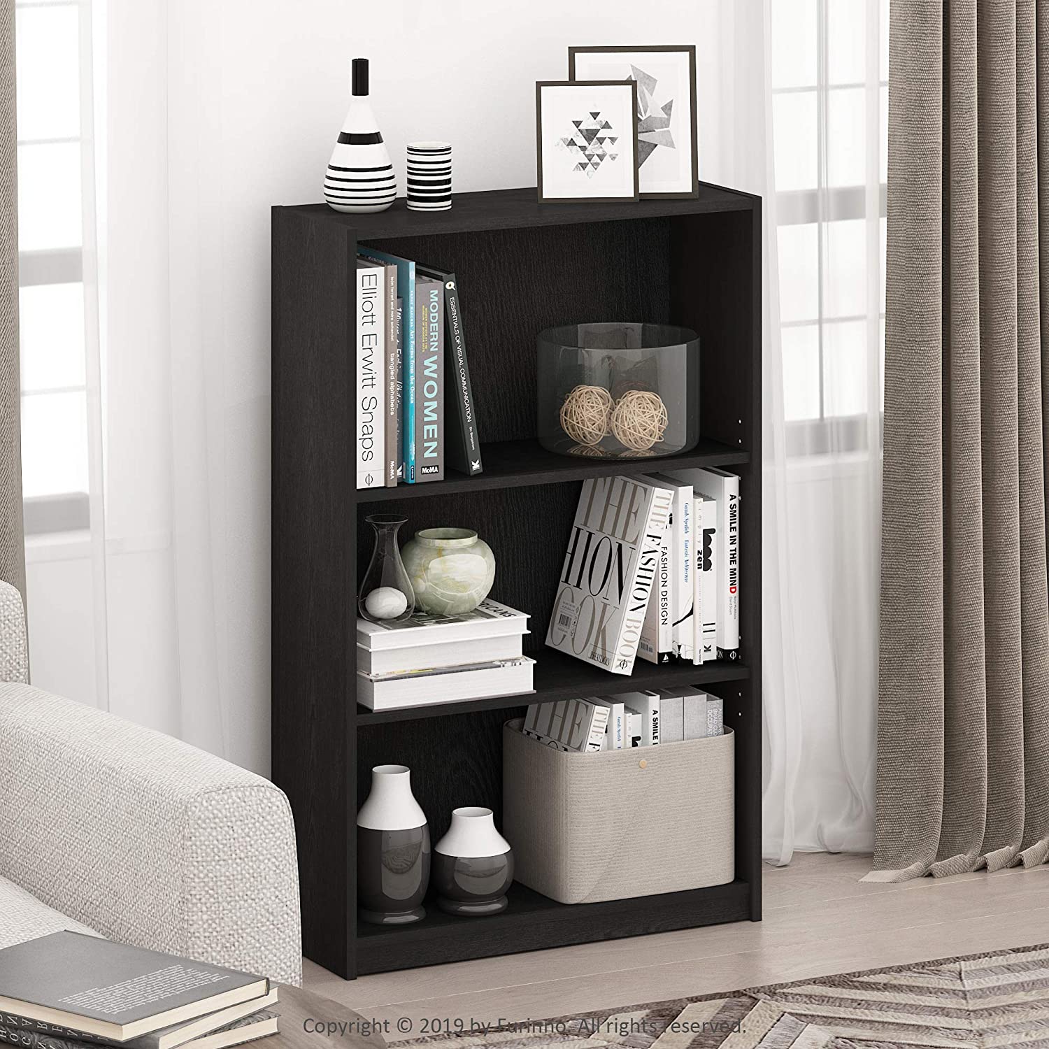 Furinno Jaya Simple Home Office Storage Bookshelf, 3-Tier