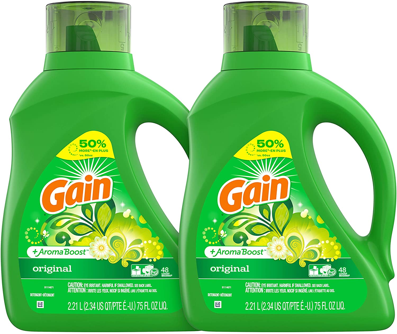 Gain Phosphate Free High Efficiency Laundry Detergent, 2-Pack