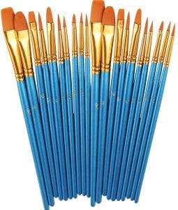 heartybay 20-Piece Nylon Hair Paintbrushes, 2-Pack