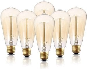 HESSION Vintage Dimmable Edison Lightbulb, 6-Pack