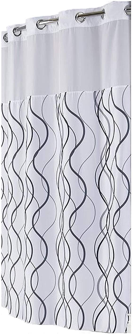 Hookless Waves Sheer Polyester Shower Curtain