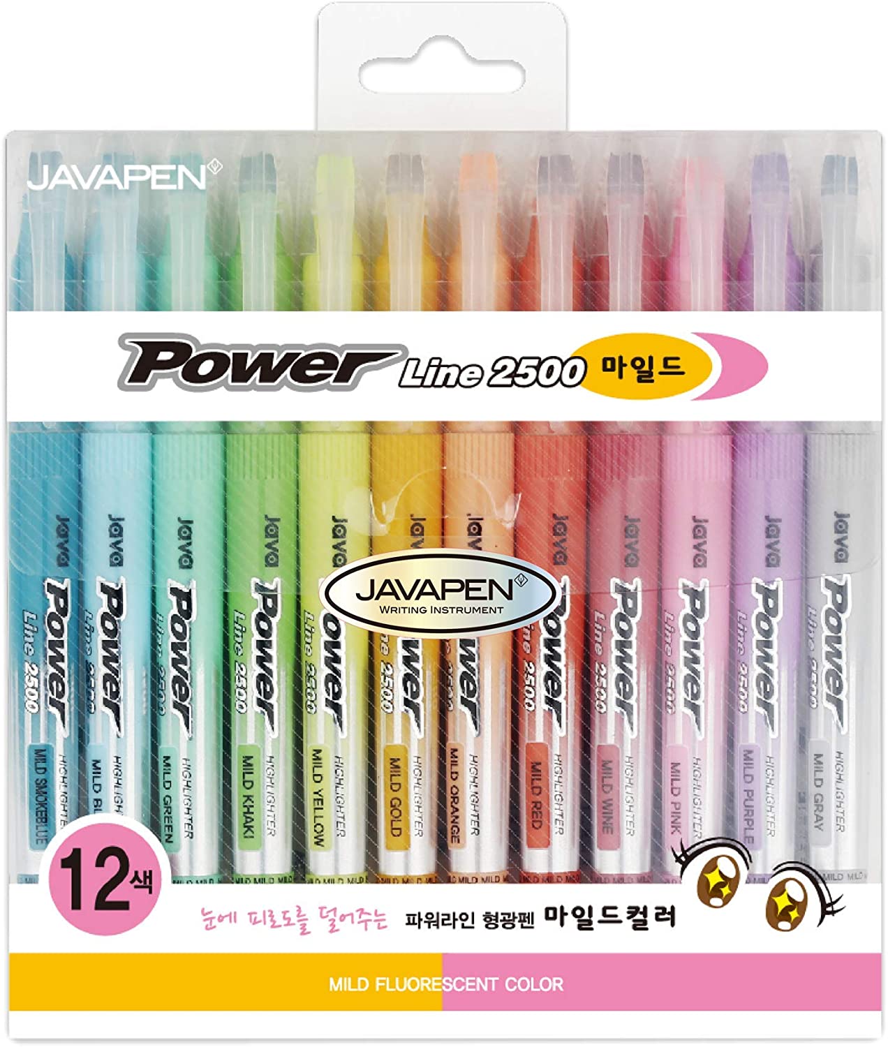 JAVAPEN Smear Guard Traditional Highlighters, 12-Count
