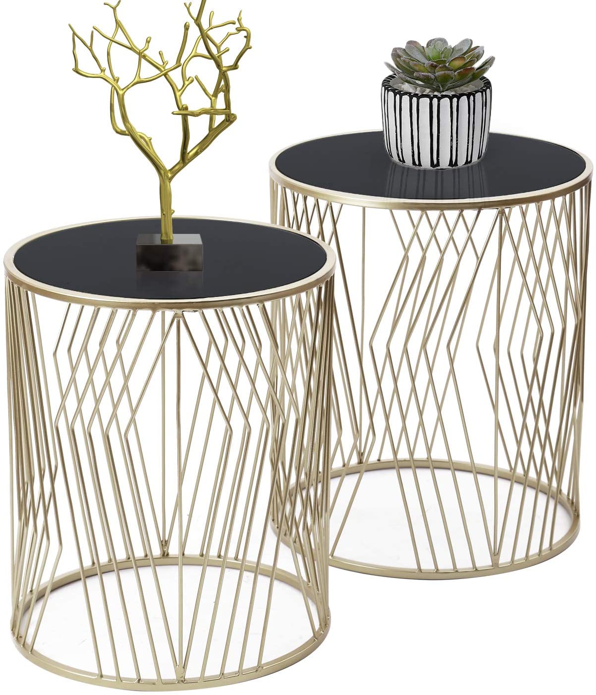 Joveco Round Wire Coffee Table Set, 2-Piece