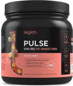 Legion Pulse Sour Candy Stim-Free Pre Workout Supplement