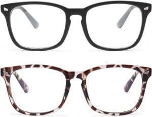livhò Matte Black+Leopard Blue Light Blocking Glasses, 2-Pack