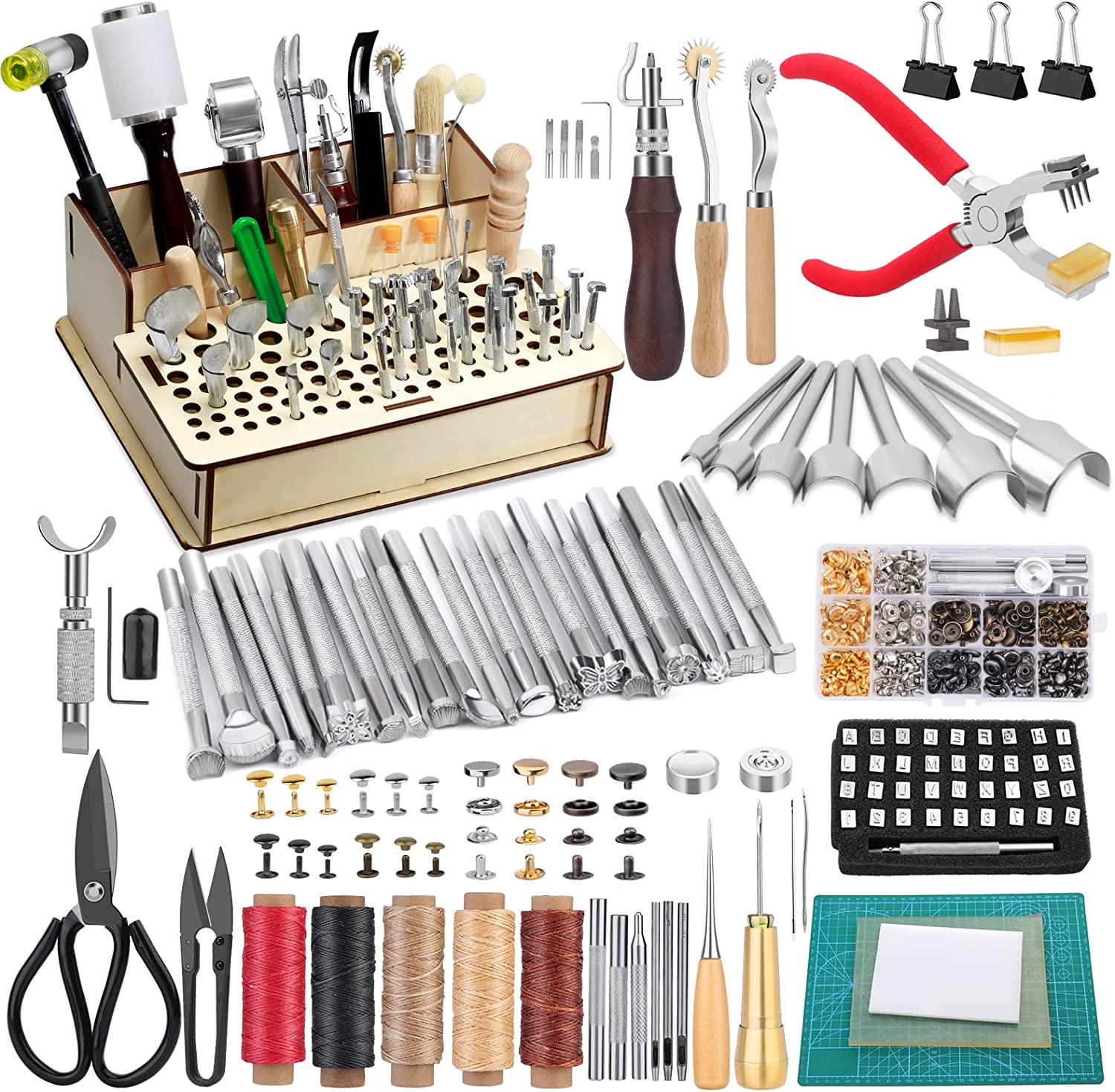 Mayboos Simple Install Leather Working Tools Supply Kit, 447-Piece