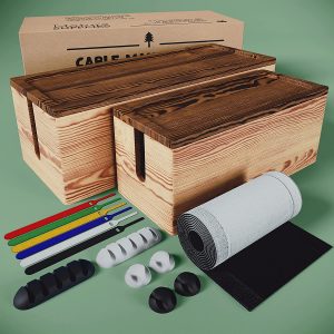 Nature Supplies Rustic Wooden Cable Box & Cord Organizer