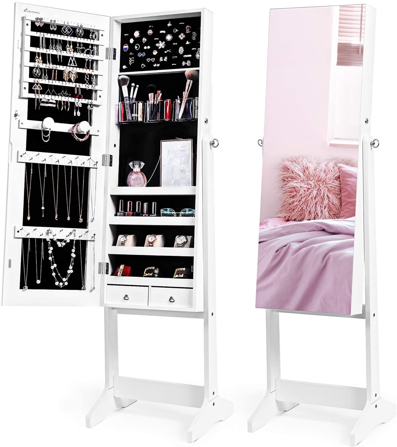 Nicetree Anti-Tip Full-Length Mirror & Jewelry Cabinet