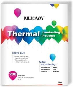 Nuova Premium Letter Size Thermal Laminating Sheets, 200-Count