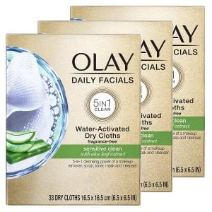 Olay Daily Facials Water-Activated 5-In-1 Face Wipes, 3-Pack