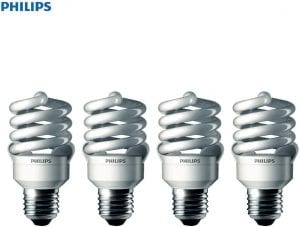 Philips LED Energy Saver Compact Fluorescent T2 Twister Lightbulb, 4-Pack